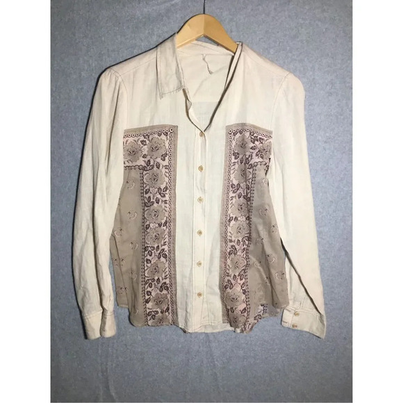 Womens Free People Button Up Shirt Muted Pastel Pink Casual Coverup Shirt Floral - Picture 1 of 5